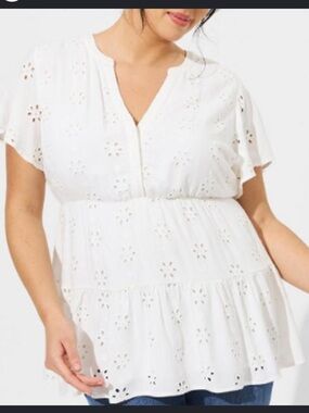 Torrid White Tiered Top